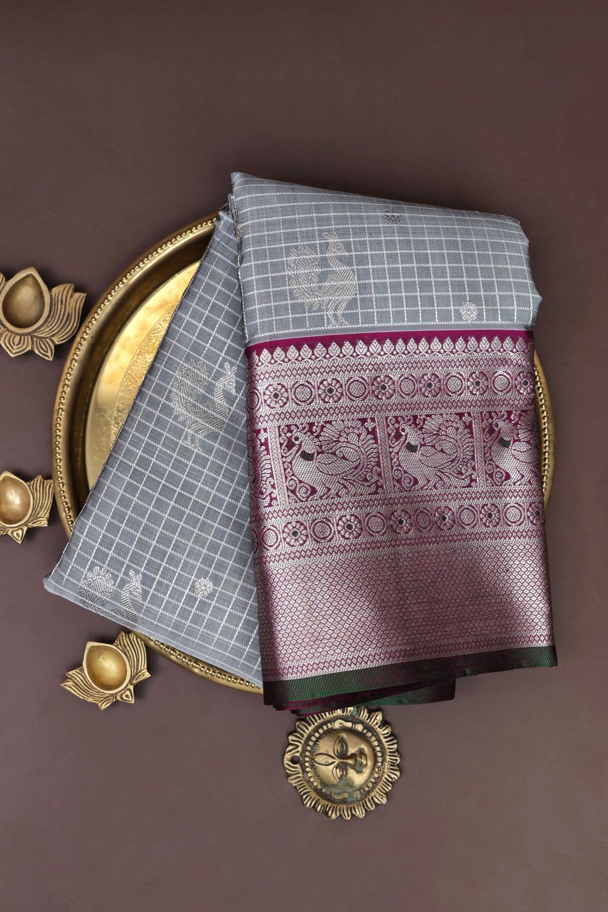 Venkatagiri Silk Grey Saree