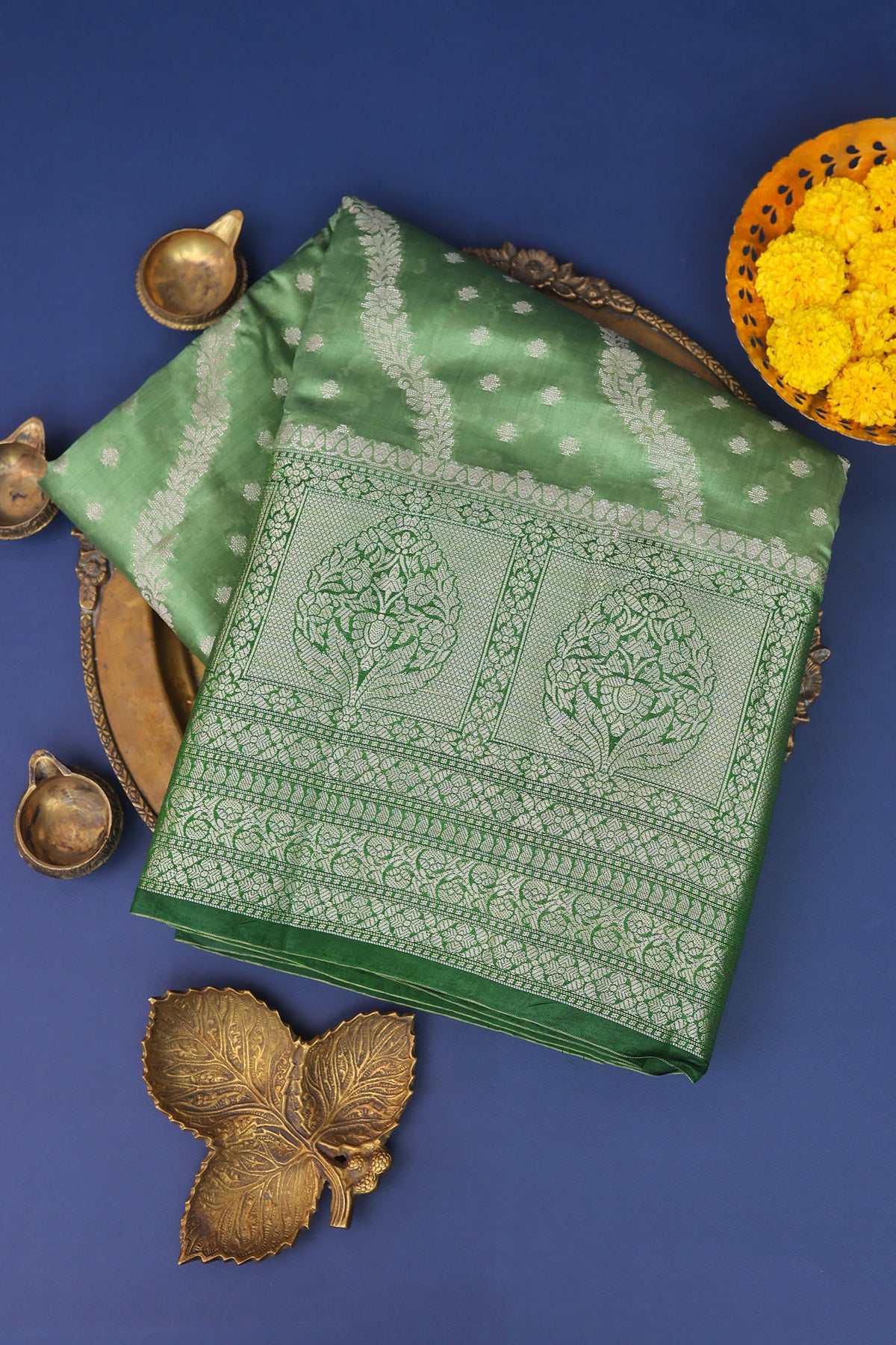 Chiniya Silk Green Saree