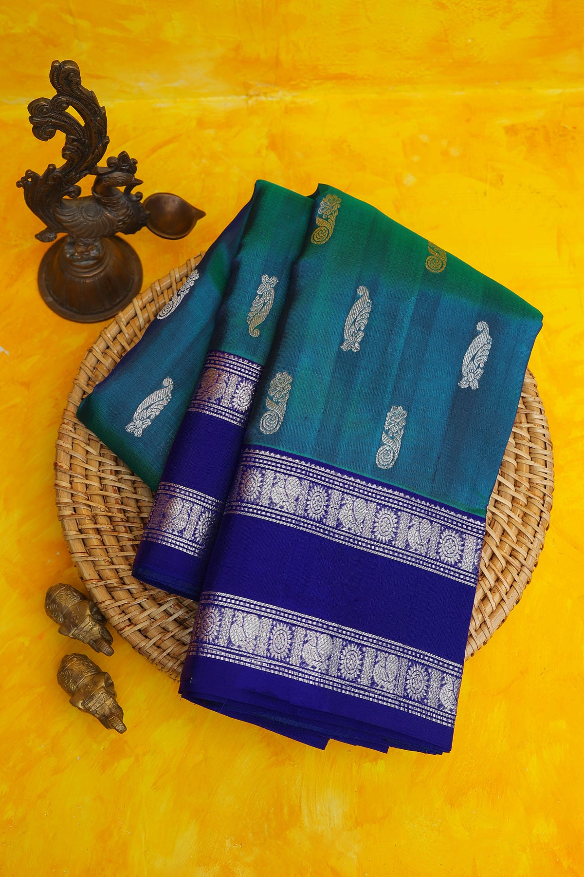 Venkatagiri Silk Peacock Blue Saree