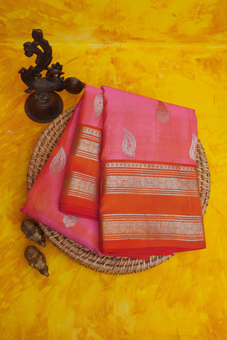 Venkatagiri Silk Peach Saree