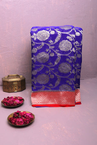 Kaddi Georgette Royal Blue Saree