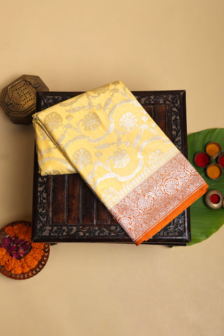 Banarasi Designer Silk Yellow Saree