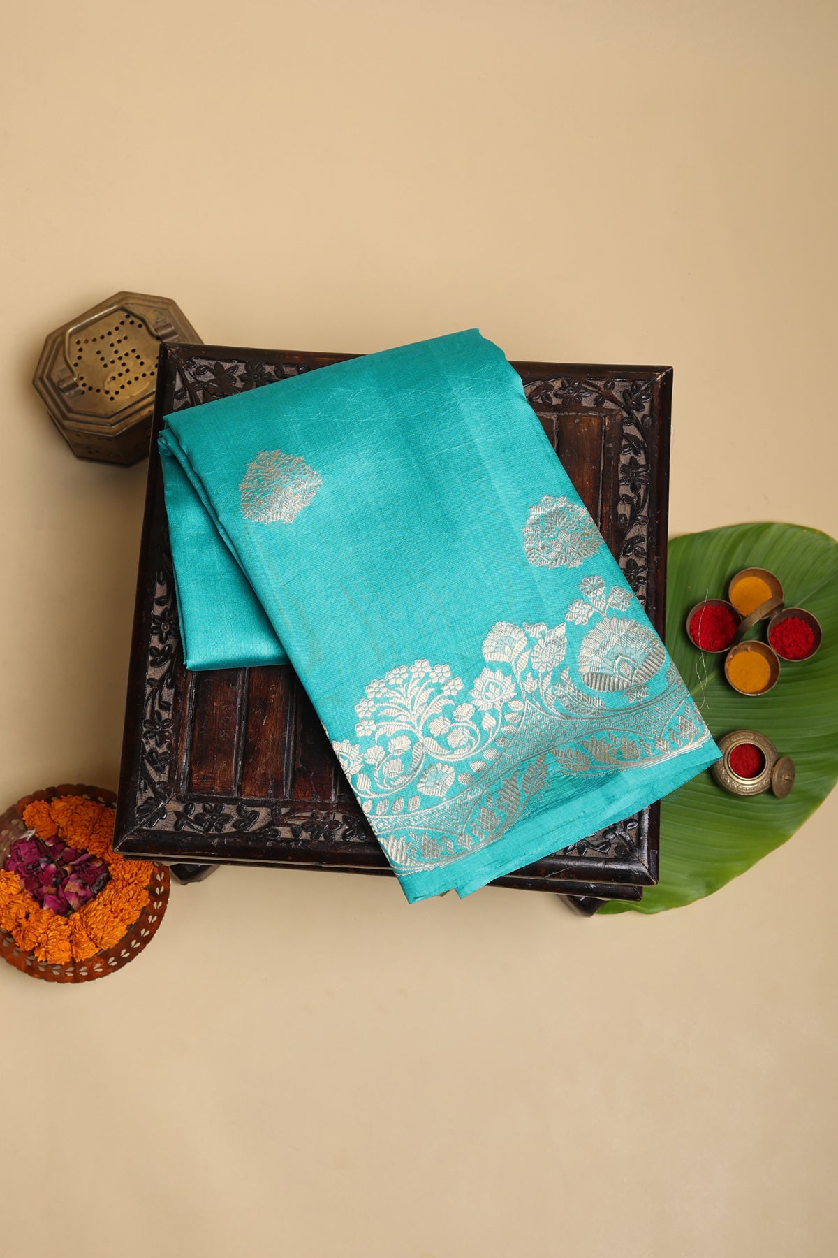 Matka Silk Blue Saree