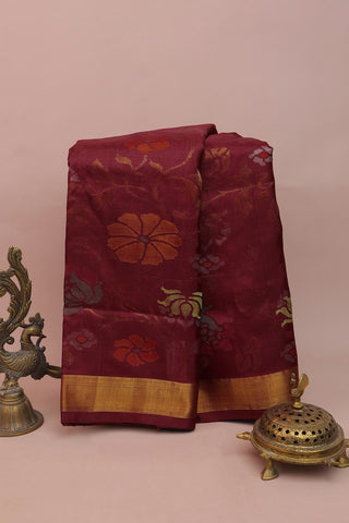 Uppada Silk Maroon Saree