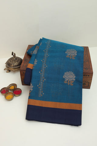 Kanchi Cotton Blue Saree