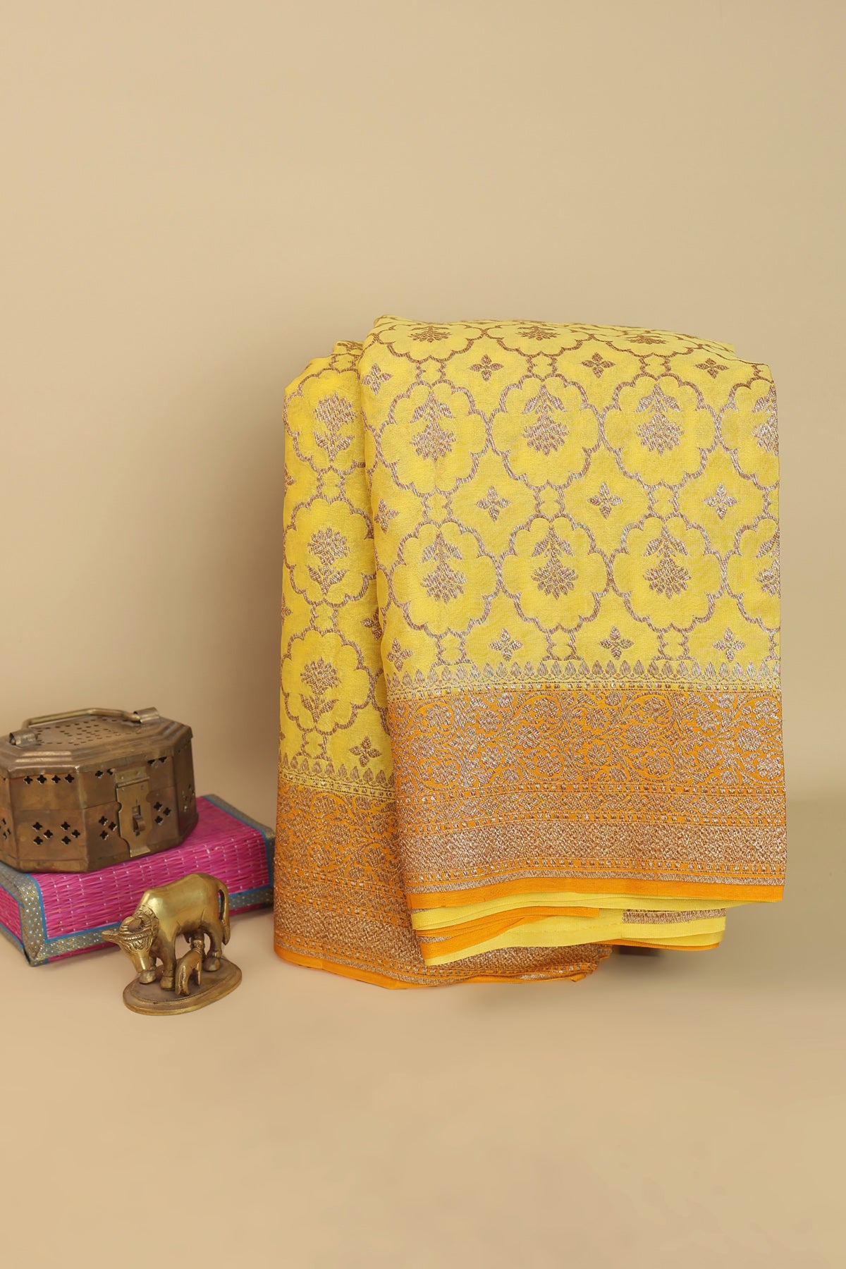 Banarasi Georgette Yellow Saree