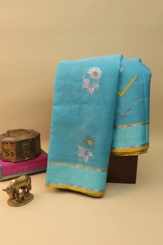 Zari Kota Cotton Light Blue Saree