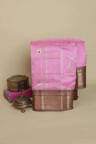 Kuppadam Silk Baby Pink Saree