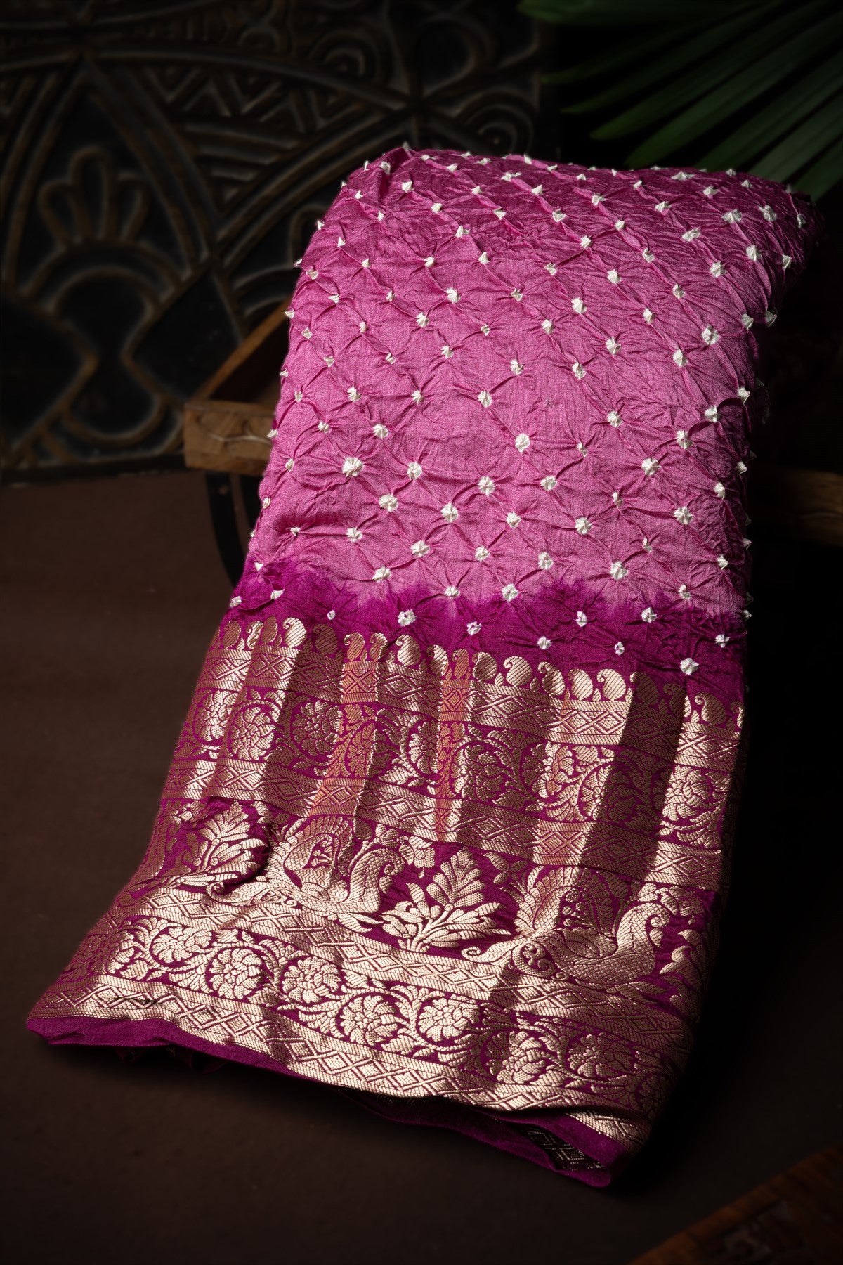 Onion Pink Kanchi Bandhani Silk Saree