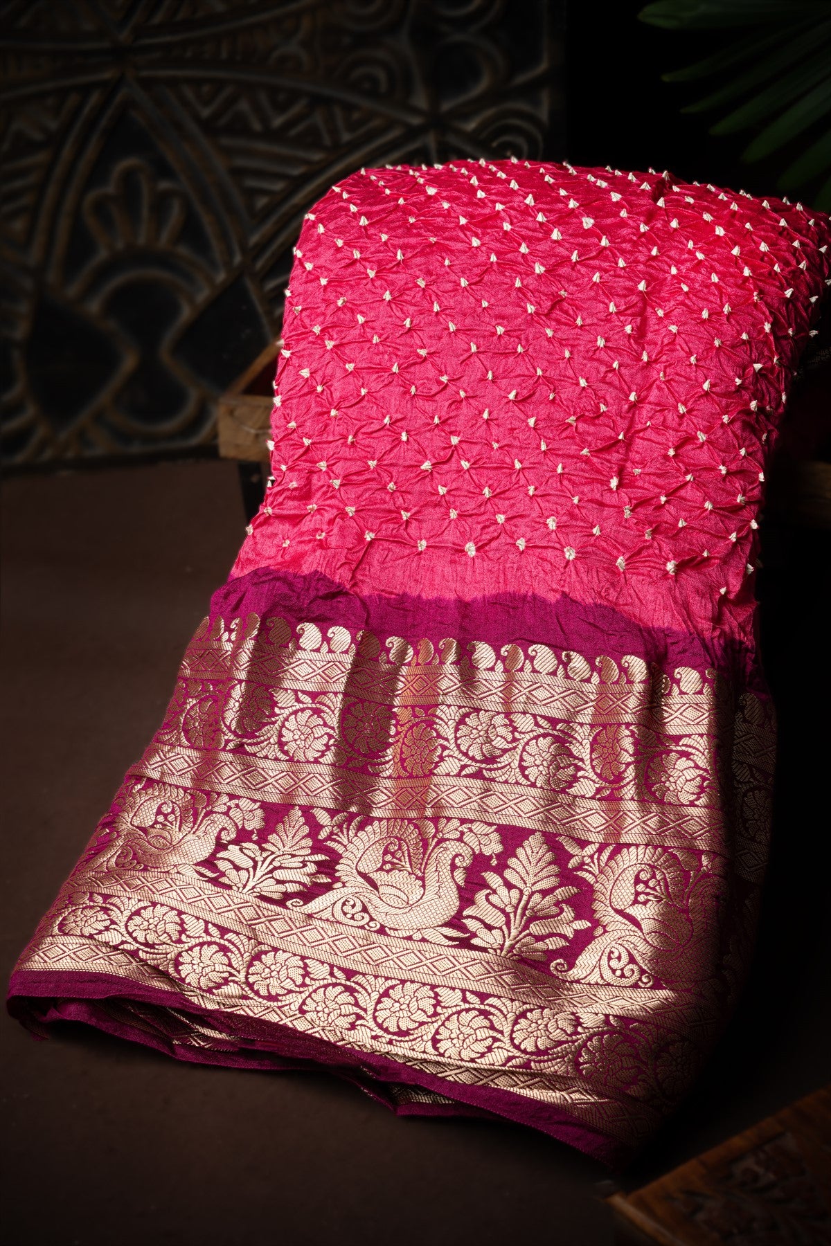 Onion Pink Kanchi Bandhani Silk Saree