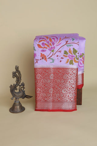 Designer Matka Silk Lavender Saree