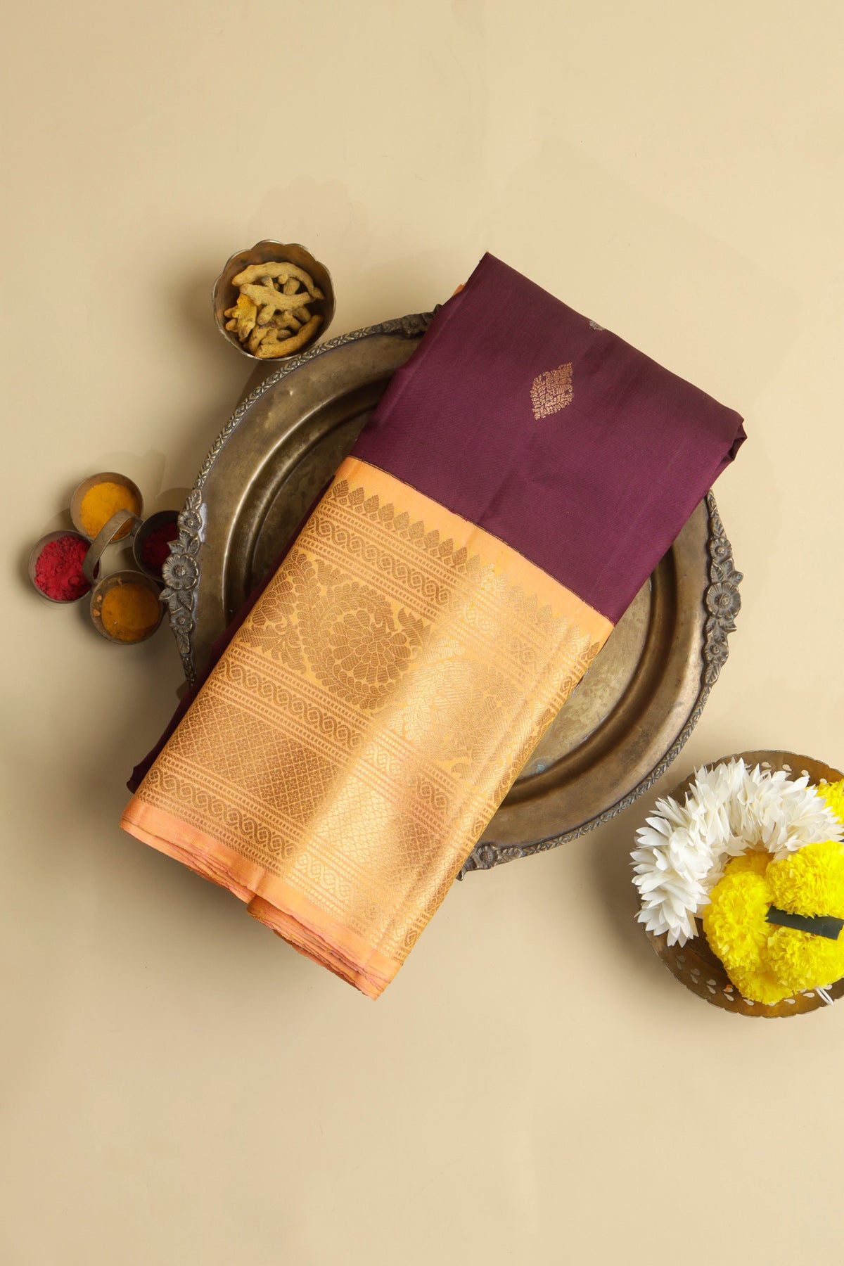 Gadwal Silk Wine Saree