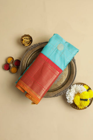 Gadwal Silk Sky Blue Saree