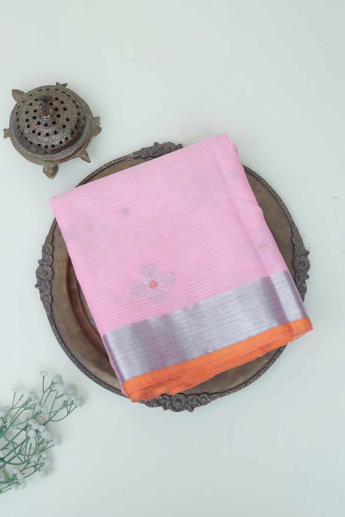 Zari Kota Cotton Light Pink Saree