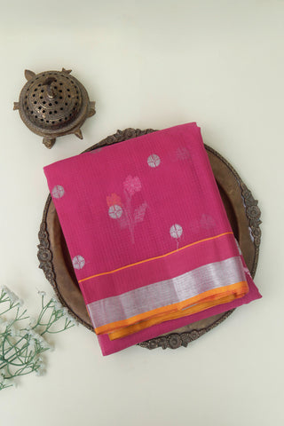 Zari Kota Cotton Pink Saree