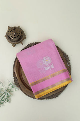 Zari Kota Cotton Light Pink Saree