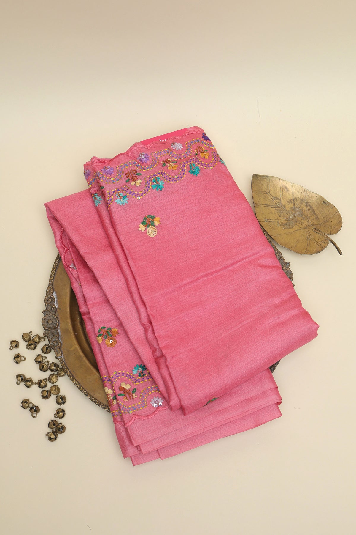 Designer Tussar Pink Saree