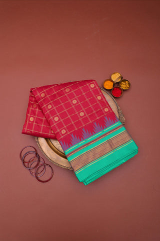 Narayanpet Silk Reddish Pink Saree