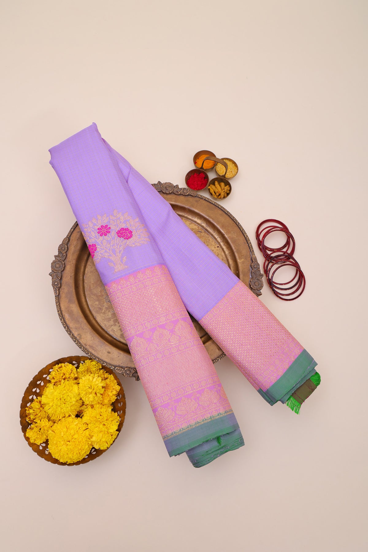 Gadwal Silk Lavender Saree