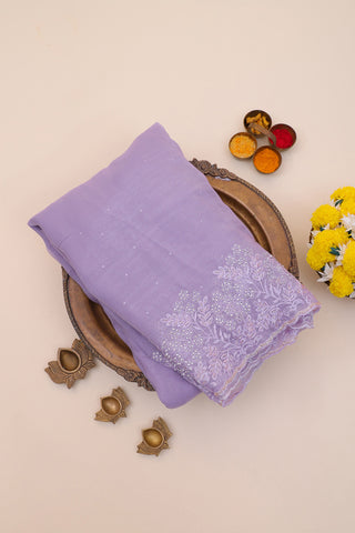 Designer Satin Organza Lavender Saree