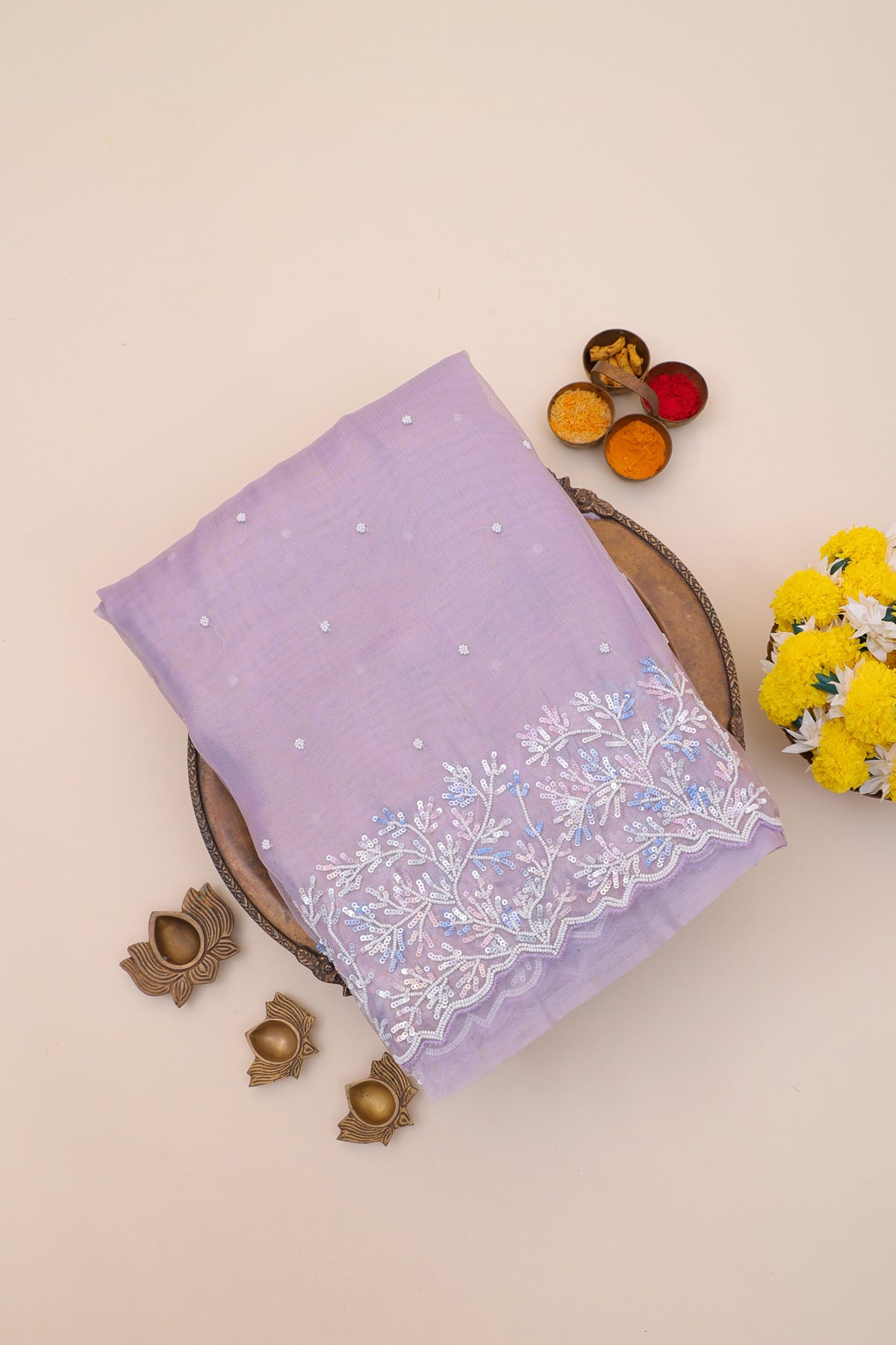 Designer Organza Lavender Saree