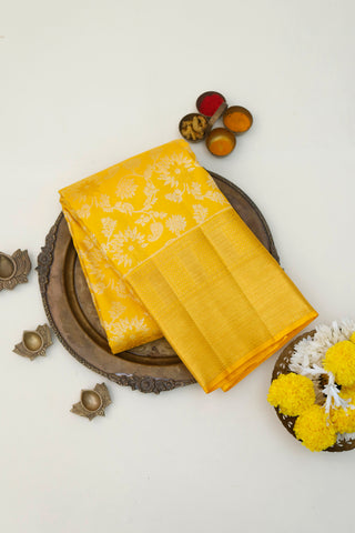 Kancheepuram Silk Yellow Saree