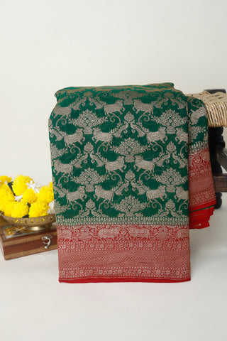 Banarasi Georgette Dark Green Saree