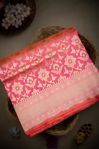 Banarasi Silk Peach Pink Saree