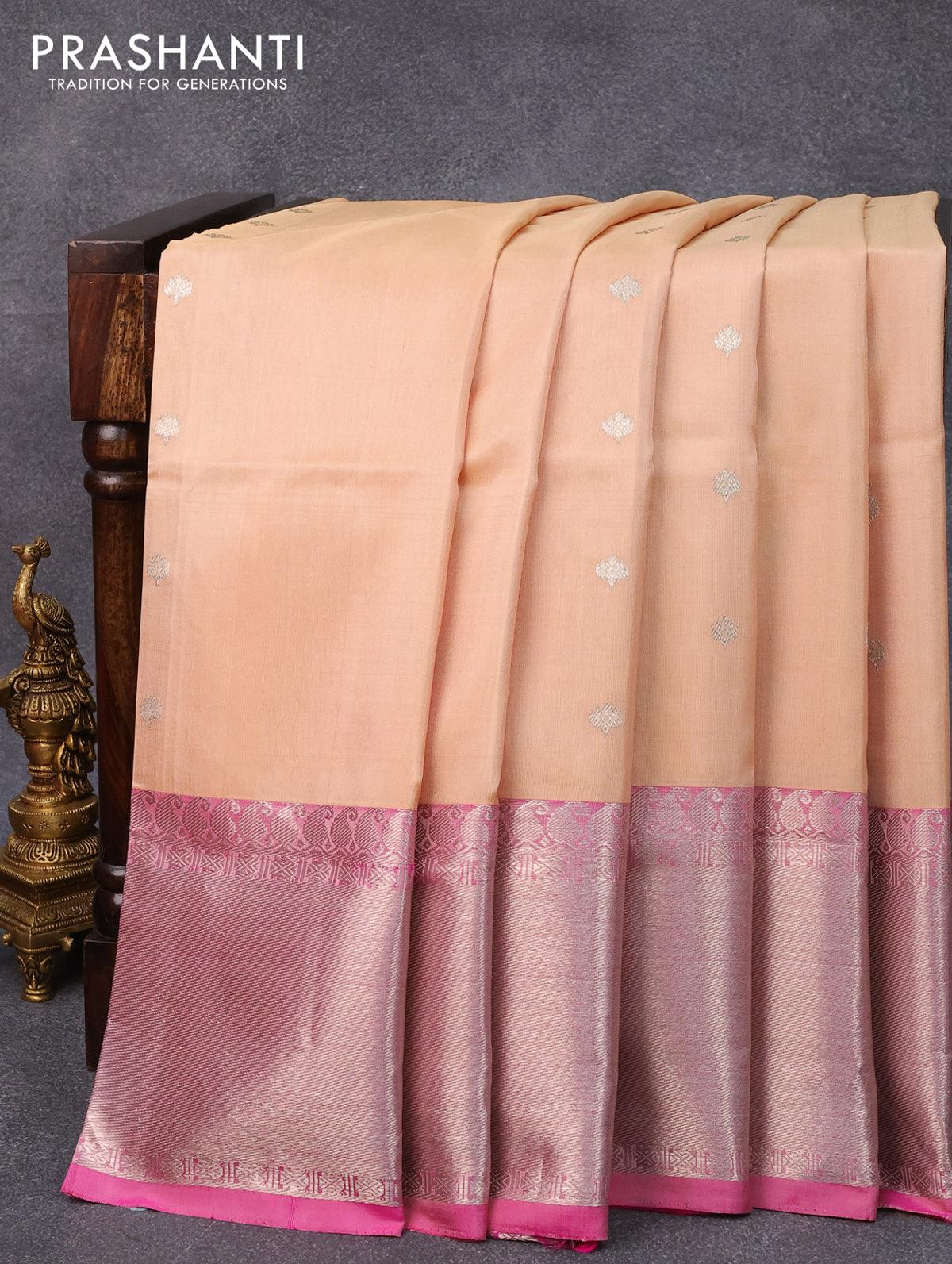 Sandal saree with pink on sale border