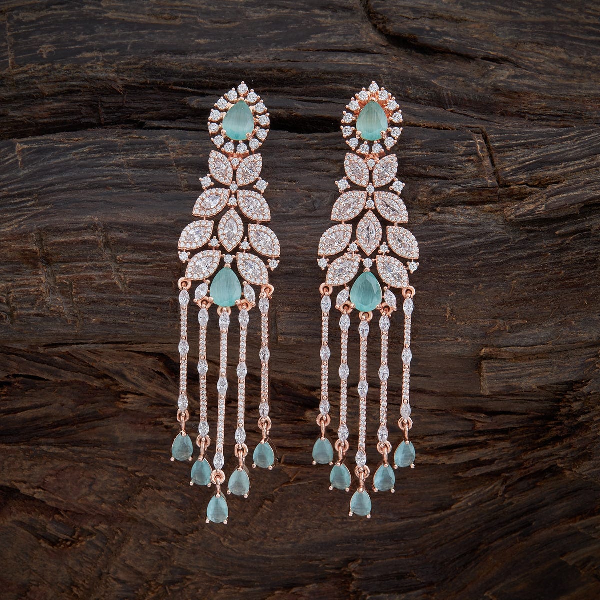 earrings and ring combo in amazing sea green colour - Glamaya