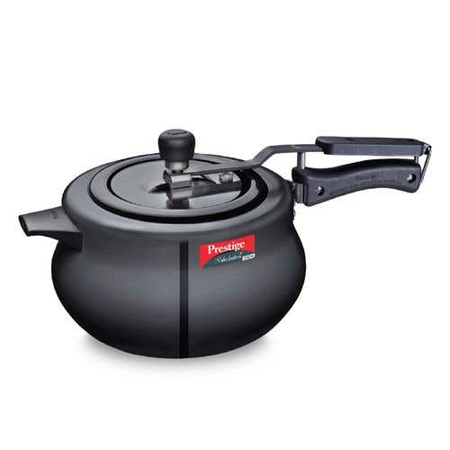 Prestige Nakshatra Plus Svachh Hard Anodised Aluminium Spillage Control Handi Pressure Cooker (Black)