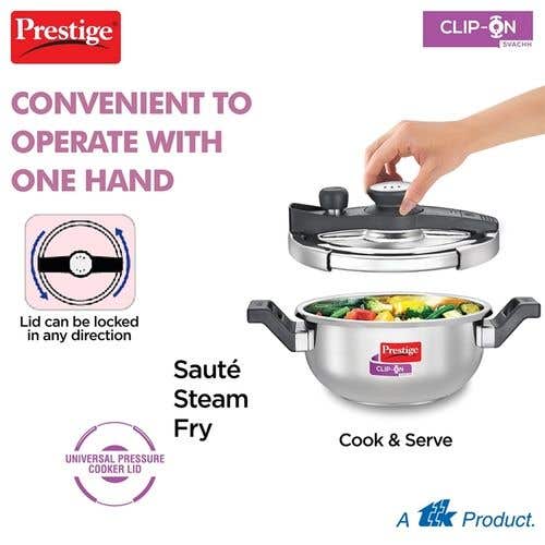  Prestige Clip-on Pressure Cooker Stainless Steel Cook