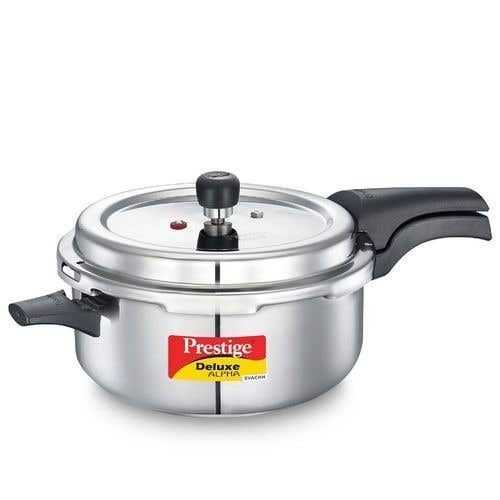 Prestige Deluxe Alpha Svachh Stainless Steel Spillage Control Pressure Cooker-(Silver/Silver)
