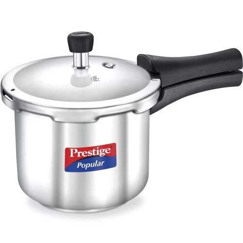 Prestige Popular Stainless Steel Gas and Induction Compatible Pressure Cooker (Silver)