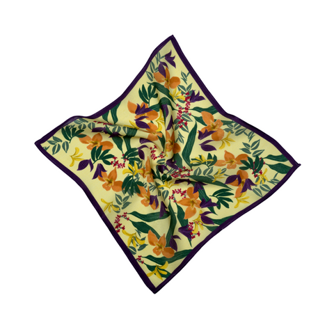 Multicoloured Floral Pattern Silk Pocket Square