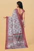 Latest Light Pink Florals Linen Saree With Contrast Border