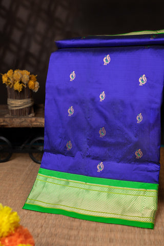Varamahalakshmi Royal Blue & Green Paithani Buttis Saree