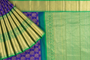 Varamahalakshmi Royal Blue & Green Kancheepuram Buttis Saree