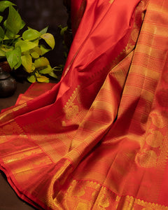 Varamahalakshmi Red & Red Kancheepuram Buttis Saree