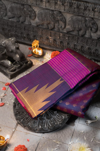 Varamahalakshmi Purple & Magenta Kancheepuram Buttis Saree