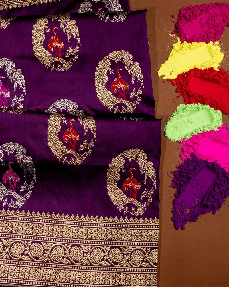 Varamahalakshmi Purple & Purple Banarasi Buttis Saree