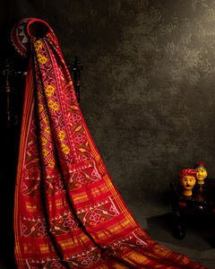 Varamahalakshmi Multi-Colour & Red Patan Patola Ikat Saree