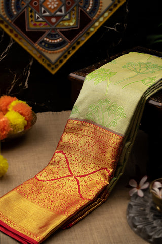 Varamahalakshmi Gold and Green & Maroon Kancheepuram Florals Saree