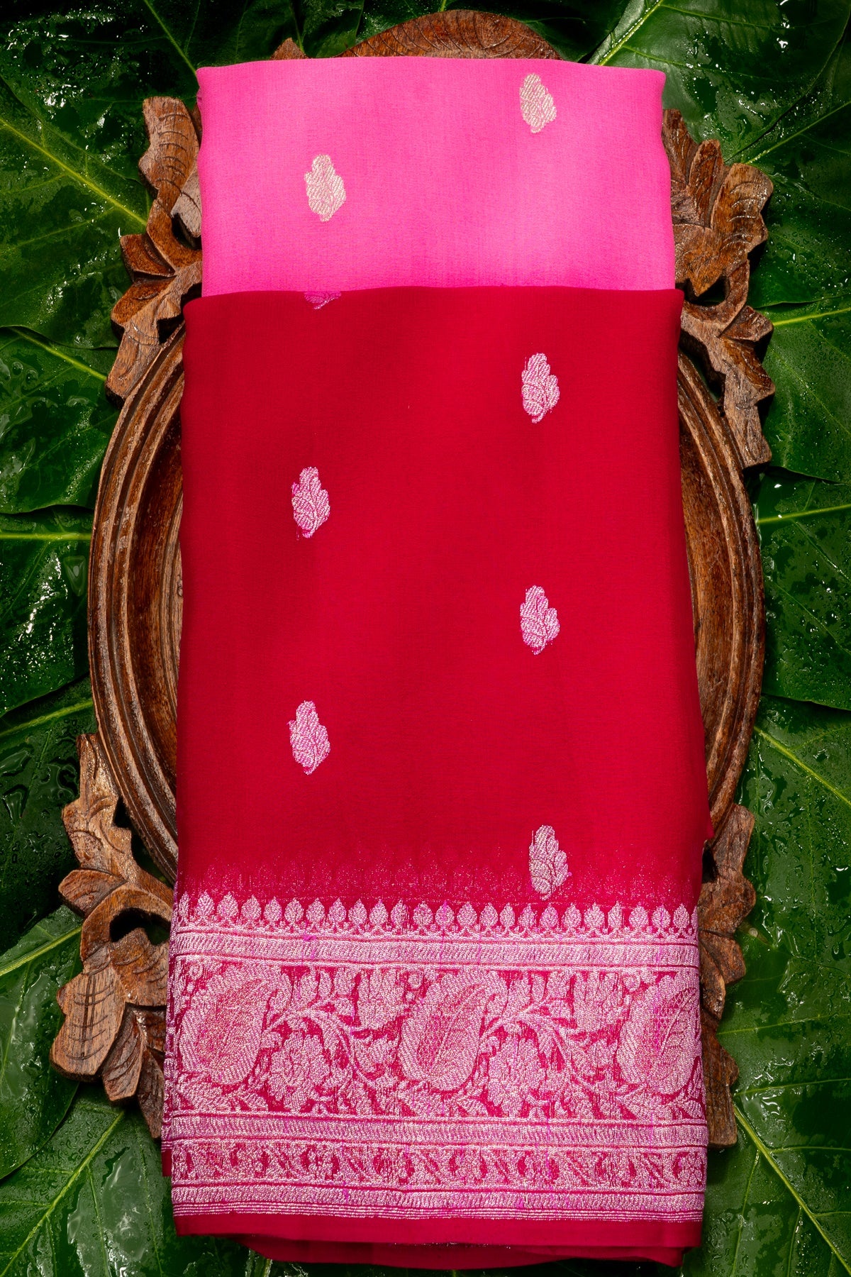 Mandir Light Pink & Dark Pink Fancy Buttis Saree