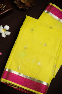 Varamahalakshmi Yellow & Pink Zari Kota Buttis Saree