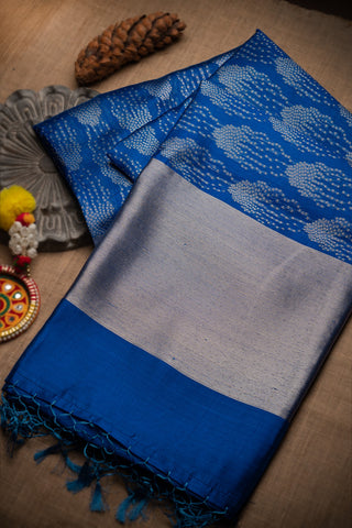 Varamahalakshmi Royal Blue & Silver Banarasi Fancy Buttis Saree