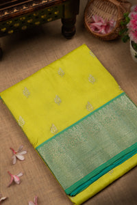 Mandir Lemon Yellow & Sea Green Uppada Buttis Saree