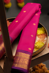 Mandir Pink & Purple Gadwal Buttis Saree