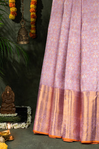 Mandir Lavender & Lavender Kanchipuram All Over Saree