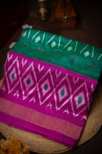 Mandir Green & Magenta Ikat Ikat Saree